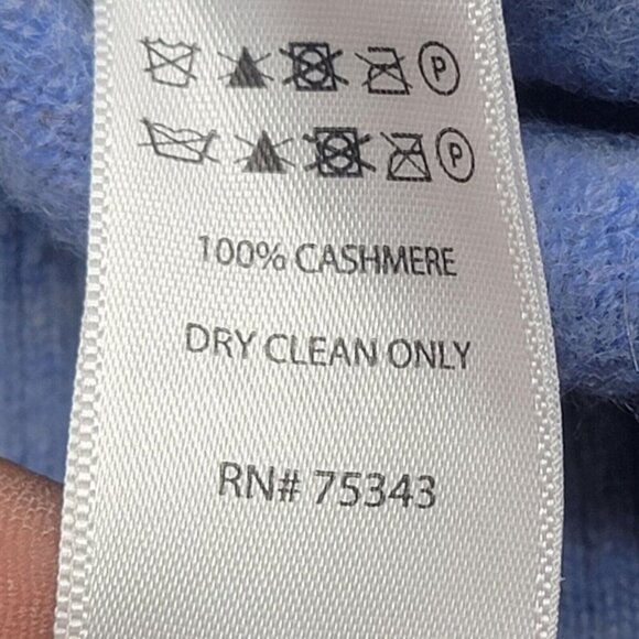 Tahari Sweater Women M Blue Pure Luxe Cashmere Minimalist Preppy Career Holiday - Picture 5 of 8